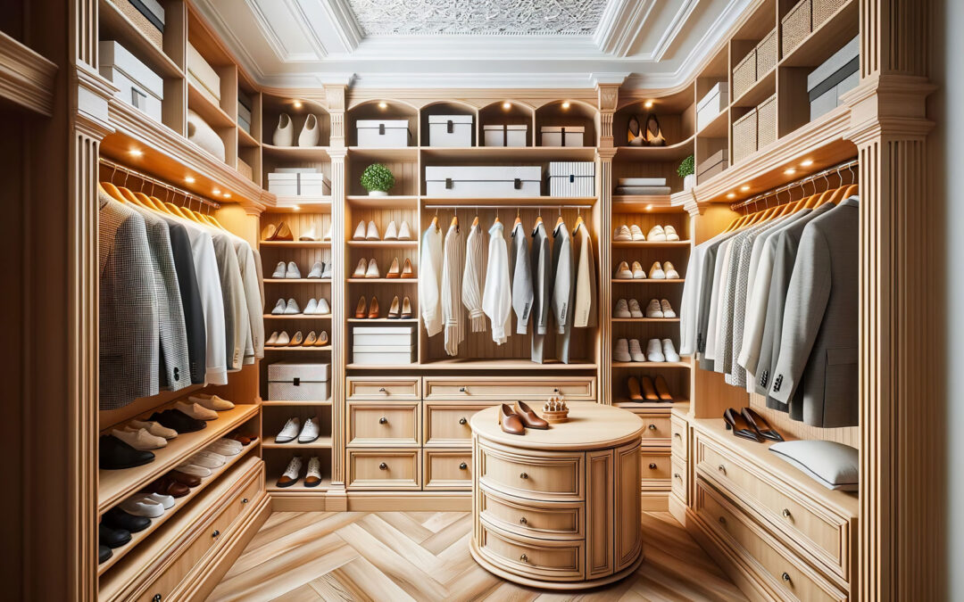 Custom closet highlighting built-in storage solutions